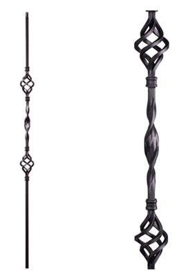 Single Ribbon Double Basket Iron Baluster (LC 16.3.7) Oil Rubbed Copper
