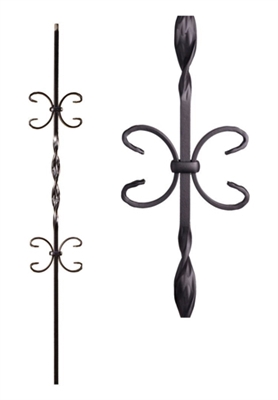 Double Butterfly Single Ribbon Twist Iron Baluster (LC 16.1.11) Oil Rubbed Copper
