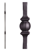 Double Knuckle Square Edge hammered Iron Baluster (LC 16.1.27) Satin Black