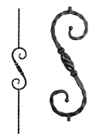 Single Twisted Knuckle Scroll Iron Baluster (LC 2.9.11) Satin Clear
