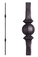 Double Knob Square Hammered Iron Baluster (LC 2.9.26) Satin Clear