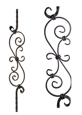 Large Tuscan Scroll Hammered Iron Baluster (LC 2.9.8) Satin Clear)
