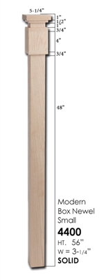 ForestKraft (LC-4400) 3 1/4" x 56" Modern Box Newel