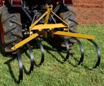 The 110 single row cultivator V2.0, features adjustment holes on each tine, and has available, an optional garden bedder, and furrowing attachment