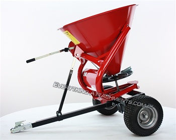 King Kutter ATV Seeder Spreader is a pull type unit with metal hopper