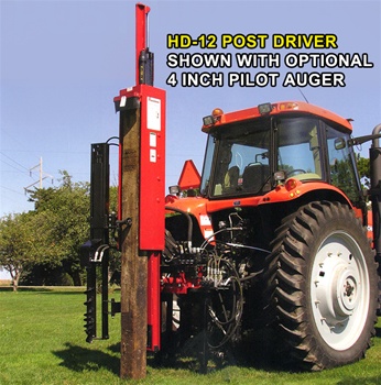 Shaver Post Driver - Model HD-12 Tractor 3pt Hitch Hydraulic Post Driver, category 2 or 3