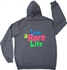 Grey Hooded Sweatshirt with Live a Rare Life logo