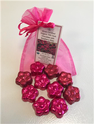 ORGANIC RASPBERRY  DARK CHOCOLATE FLOWER S (10 PC)