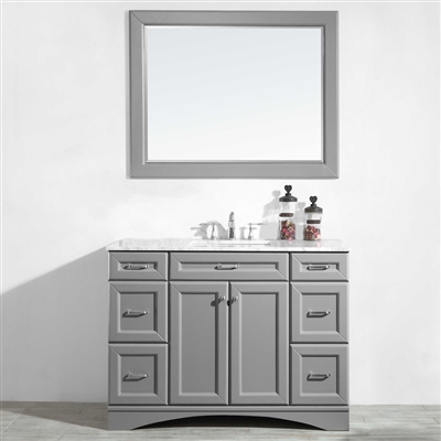 Vinnova Naples 48-inch Vanity in Grey with Carrara White Marble Countertop with Mirror