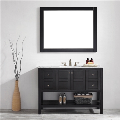 Vinnova Florence 48-inch Vanity in Espresso with Carrara White Marble Countertop With Mirror