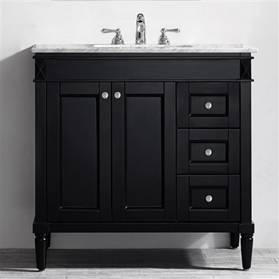 Vinnova Catania 36-inch Vanity in Espresso with Carrara White Marble Countertop without Mirror