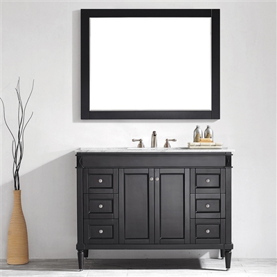 Vinnova Catania 48-inch Vanity in Espresso with Carrara White Marble Countertop With Mirror