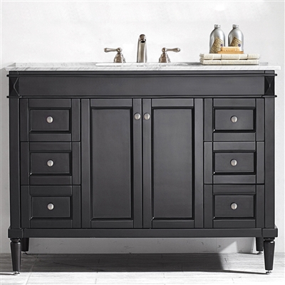 Vinnova Catania 48-inch Vanity in Espresso with Carrara White Marble Countertop without Mirror