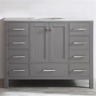 Vinnova Gela 48-inch Single Vanity in Grey with Carrara White Marble Countertop Without Mirror