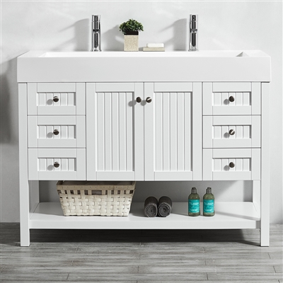 Vinnova Pavia 48-inch Single Vanity in White with Acrylic under-mount Sink Without Mirror