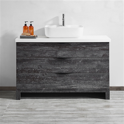 Vinnova Spencer 48-inch Single Vanity in Suede Elegant Grey with Fine White Quartz Stone Without Mirror