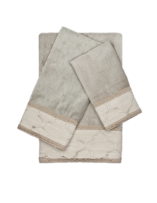 Austin Horn En'Vogue Ascot Grey Gimp 3-piece Embellished Towel Set