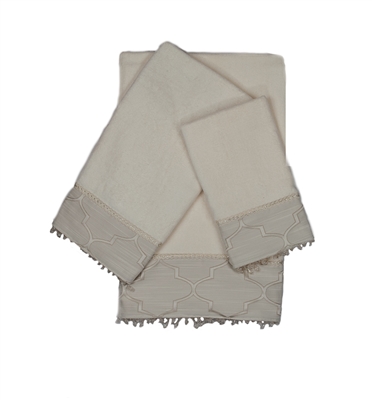 Austin Horn En'Vogue Stanton Beads Ecru 3-piece Embellished Towel Set