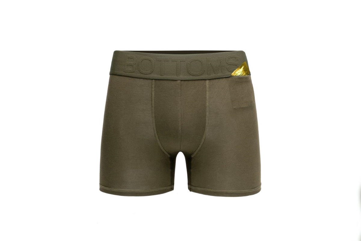 Bottoms Cotton Bamboo Mens Boxer Brief Underwear ARMY GREEN COLOR PACK with  Small Pocket (Pack of