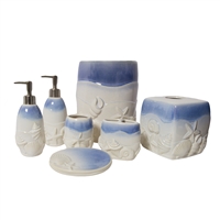 Sherry Kline 7-piece Ceramic Blue Shell Coastal Bath Accessory Set