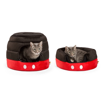 DisneyÂ® Mickey Mouse Pants 2-in-1 Honeycomb Hut Cuddler, Black/Red, STANDARD (Dog Bed/Cat Bed)