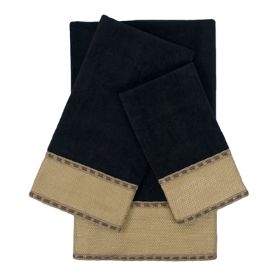 Sherry Kline Frontier Black 3-piece Embellished Towel Set