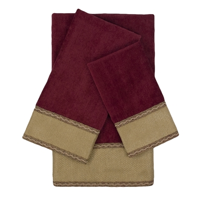 Sherry Kline Frontier Red 3-piece Embellished Towel Set