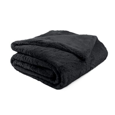 Sherry Kline Faux Fur BLACK 45x72 Reversible Throw Blanket