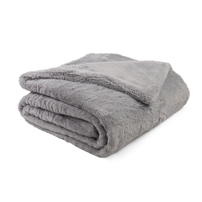 Sherry Kline Faux Fur GREY 45x72 Reversible Throw Blanket