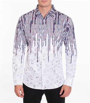 House of Lords Men's Long Sleeve Slim-fit Printed Shirt