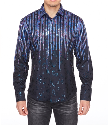 House of Lords Men's Long Sleeve Slim-fit Printed Shirt