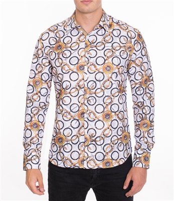 House of Lords Men's Long Sleeve Slim-fit Printed Shirt