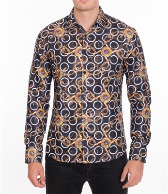 House of Lords Men's Long Sleeve Slim-fit Printed Shirt