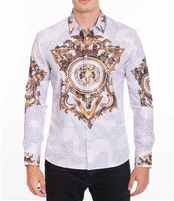 House of Lords Men's Long Sleeve Slim-fit Printed Shirt