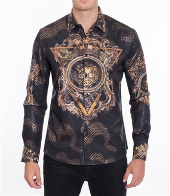 House of Lords Men's Long Sleeve Slim-fit Printed Shirt