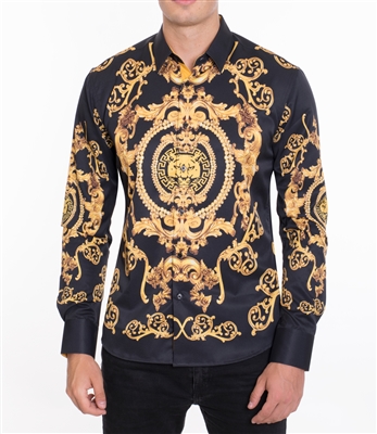 House of Lords Men's Long Sleeve Slim-fit Printed Shirt