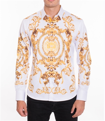 House of Lords Men's Long Sleeve Slim-fit Printed Shirt