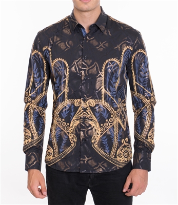 House of Lords Men's Long Sleeve Slim-fit Printed Shirt