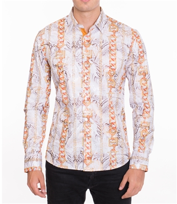 House of Lords Men's Long Sleeve Slim-fit Printed Shirt