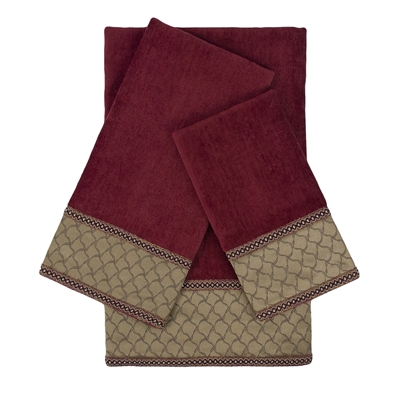 Sherry Kline Luxuriant Red 3-piece Embellished Towel Set