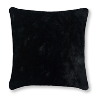 Olivia Quido Bask Black Luxury Faux Fur 24-inch Pillow