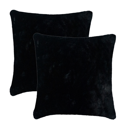 Olivia Quido Bask Black Luxury Faux Fur 24-inch Pillow 2-pack