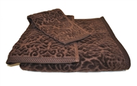 Olivia Quido Scultured Jacquard 3-Piece BROWN Towel Set