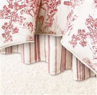 Olivia Quido Cosmopolitan Toile Red Bedskirt