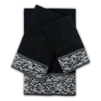 Sherry Kline Oreville Black 3-piece Embellished Towel Set