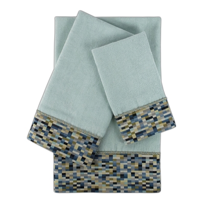 Sherry Kline Oreville Light Blue 3-piece Embellished Towel Set