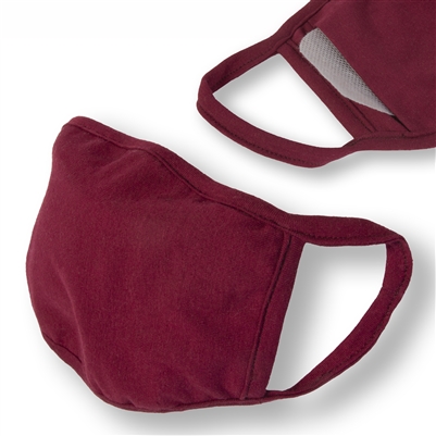 Washable 3-Layer BURGUNDY Jersey Cotton Face Covering with Filter Pocket (Pack of 6)