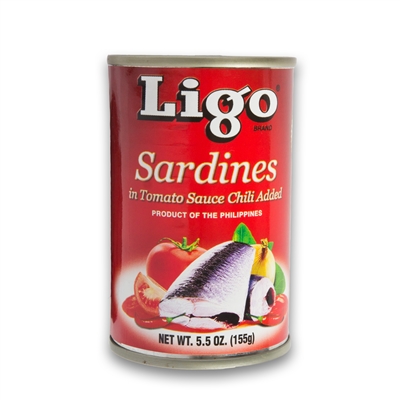 Ligo Sardines Red in Tomato Sauce Chili Added (Original) 155g (Pack of 4)
