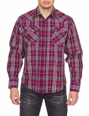 Rodeo Clothing Men's Printed Dress Shirt Long Sleeve (Plaid)