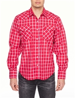 Rodeo Clothing Men's Printed Dress Shirt Long Sleeve (Plaid)